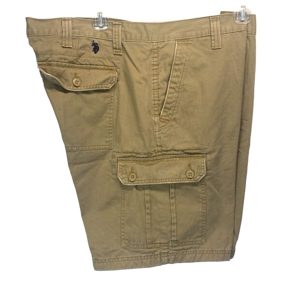 U.S. Polo Association Men's Cargo Shorts Size 44 Khaki Distressed Cotton - Picture 7 of 11